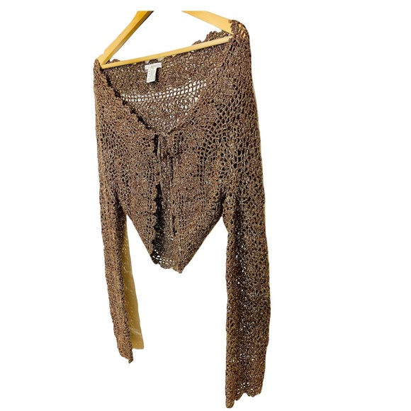 - KENZIE - front tie metallic shrug. - Picture 3 of 10